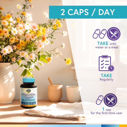 Terranics Magnesium Complex, 6-in-1, High Absorption, Glycinate, Citrate, Aspartate, Gluconate, Calmness, Heart, Bone, 240 Capsules, Non-Buffered - Maple Wellness Supplements
