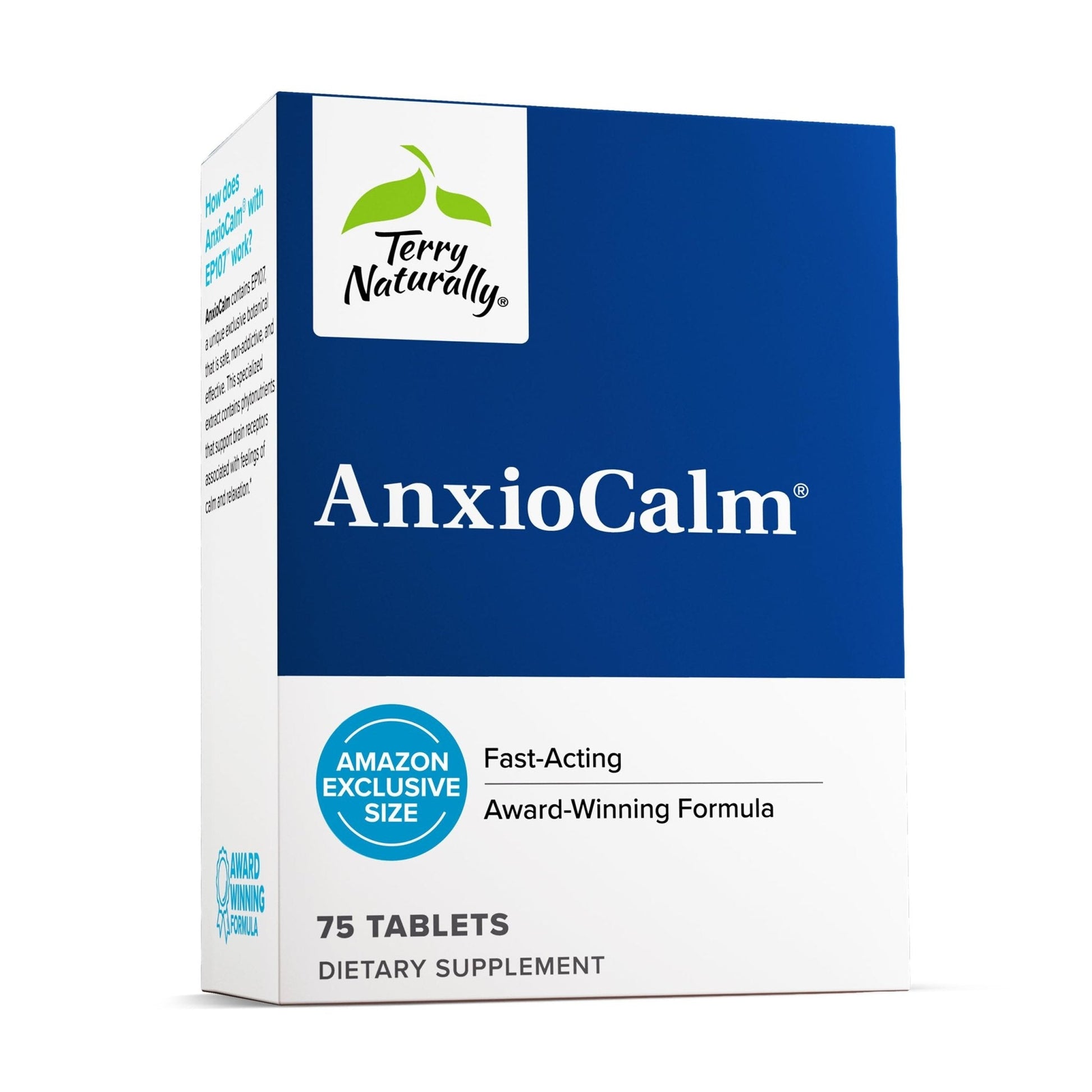 Terry Naturally AnxioCalm - 75 Tablets - Fast-Acting, Non-Drowsy, Non-Addictive Formula - Safe for Adults & Children 4+ Years - Non-GMO - 37 Servings - Maple Wellness Supplements