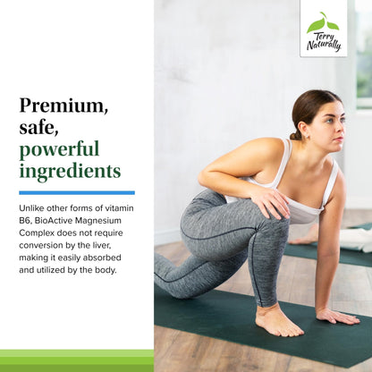 Terry Naturally BioActive Magnesium Complex - Bone & Heart Health Support - Supplement with Vitamin B6, Zinc & Magnesium - Pyridoxal-5-Phosphate Vegan Capsule Supplement - 120 Capsules - Maple Wellness Supplements