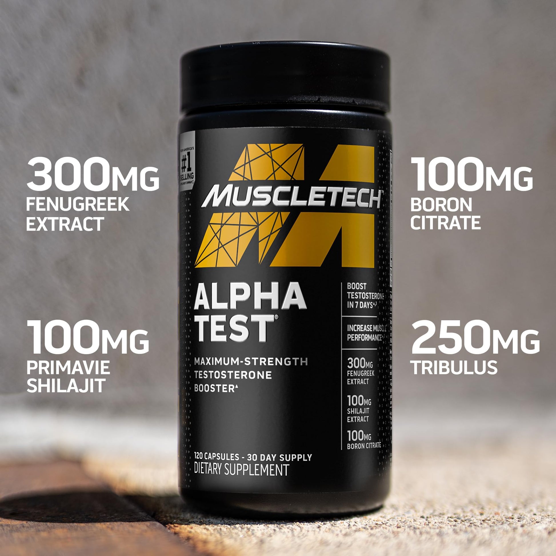 Testosterone Booster for Men, MuscleTech AlphaTest, Tribulus Terrestris & Boron Suppleme - Maple Wellness Supplements