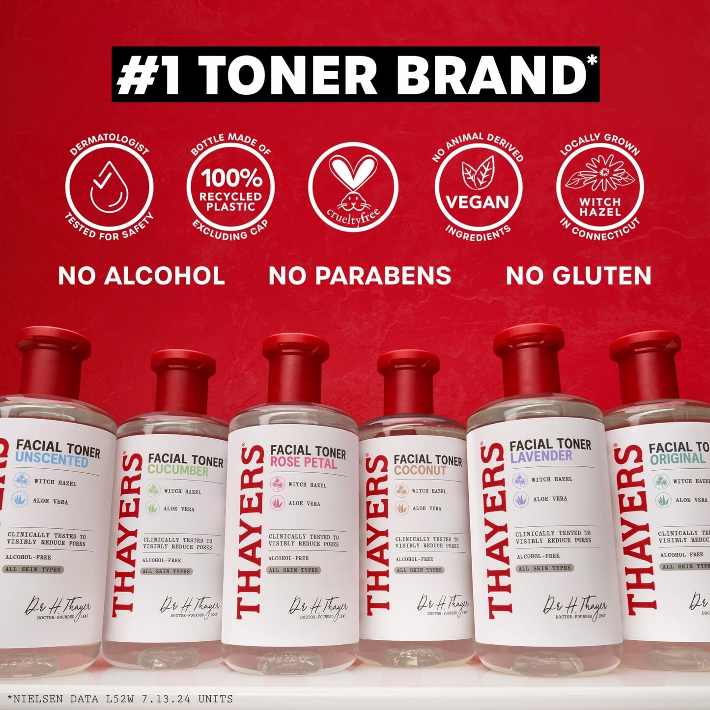 THAYERS Alcohol-Free Rose Petal Witch Hazel Facial Toner for Glowing Skin, Soothing - Maple Wellness Supplements
