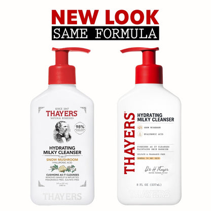 Thayers Milky Hydrating Face Cleanser with Snow Mushroom and Hyaluronic Acid, Dermatologist Recommended Gentle Facial Wash and Hydrating Skincare - Maple Wellness Supplements