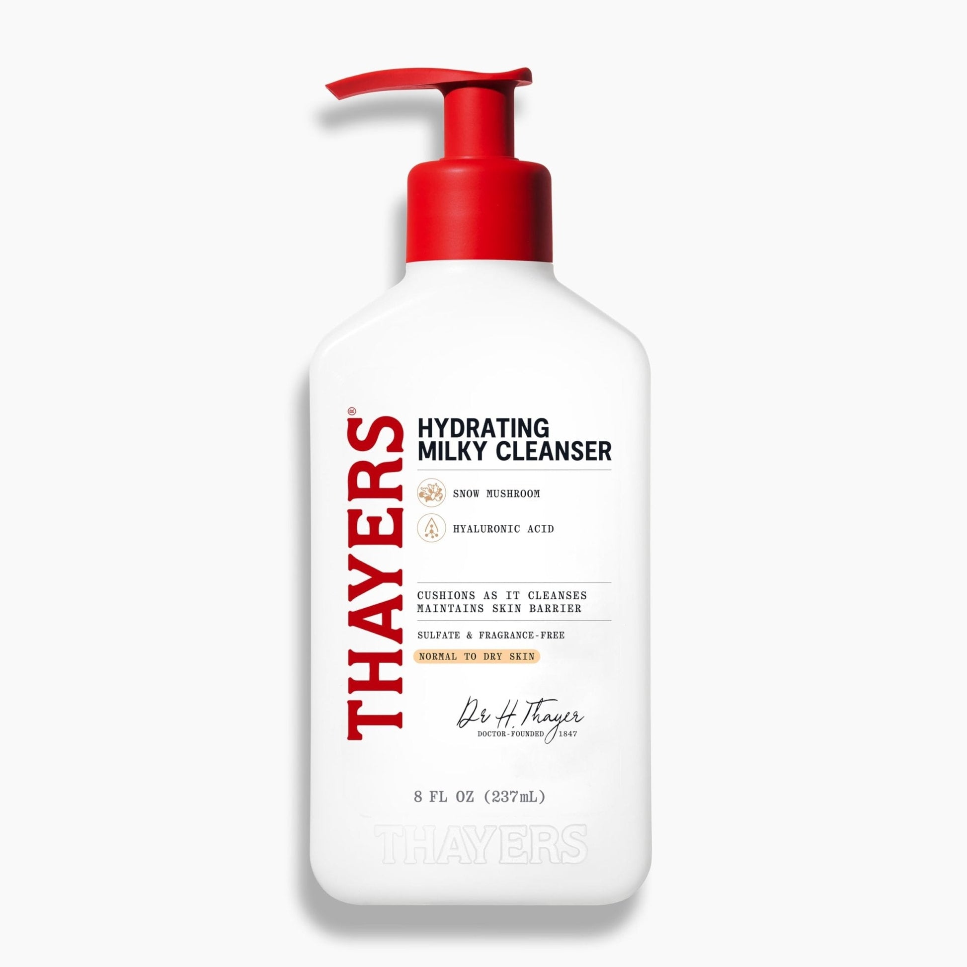 Thayers Milky Hydrating Face Cleanser with Snow Mushroom and Hyaluronic Acid, Dermatologist Recommended Gentle Facial Wash and Hydrating Skincare - Maple Wellness Supplements