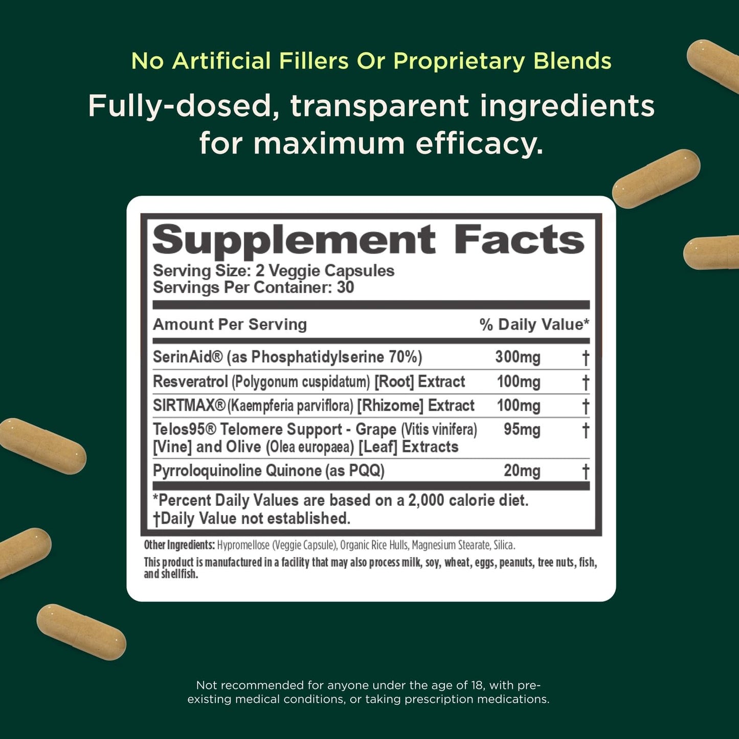 The Genius Brand Genius Eternal - Cellular Repair Supplement for Daily Clarity - Supports Brain Health, Endurance, Energy, Focus, Memory & Vitality - Non-GMO - 60 Veggie Capsules - Maple Wellness Supplements