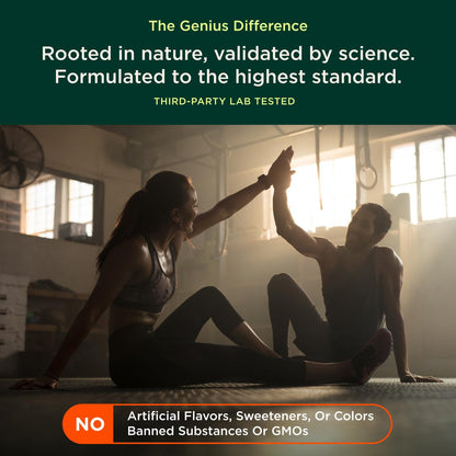 The Genius Brand Genius Lion's Mane - Plant-Based Supplement for Memory, Focus & Mood Support - Organic & Non-GMO - 120 Veggie Capsules - Maple Wellness Supplements