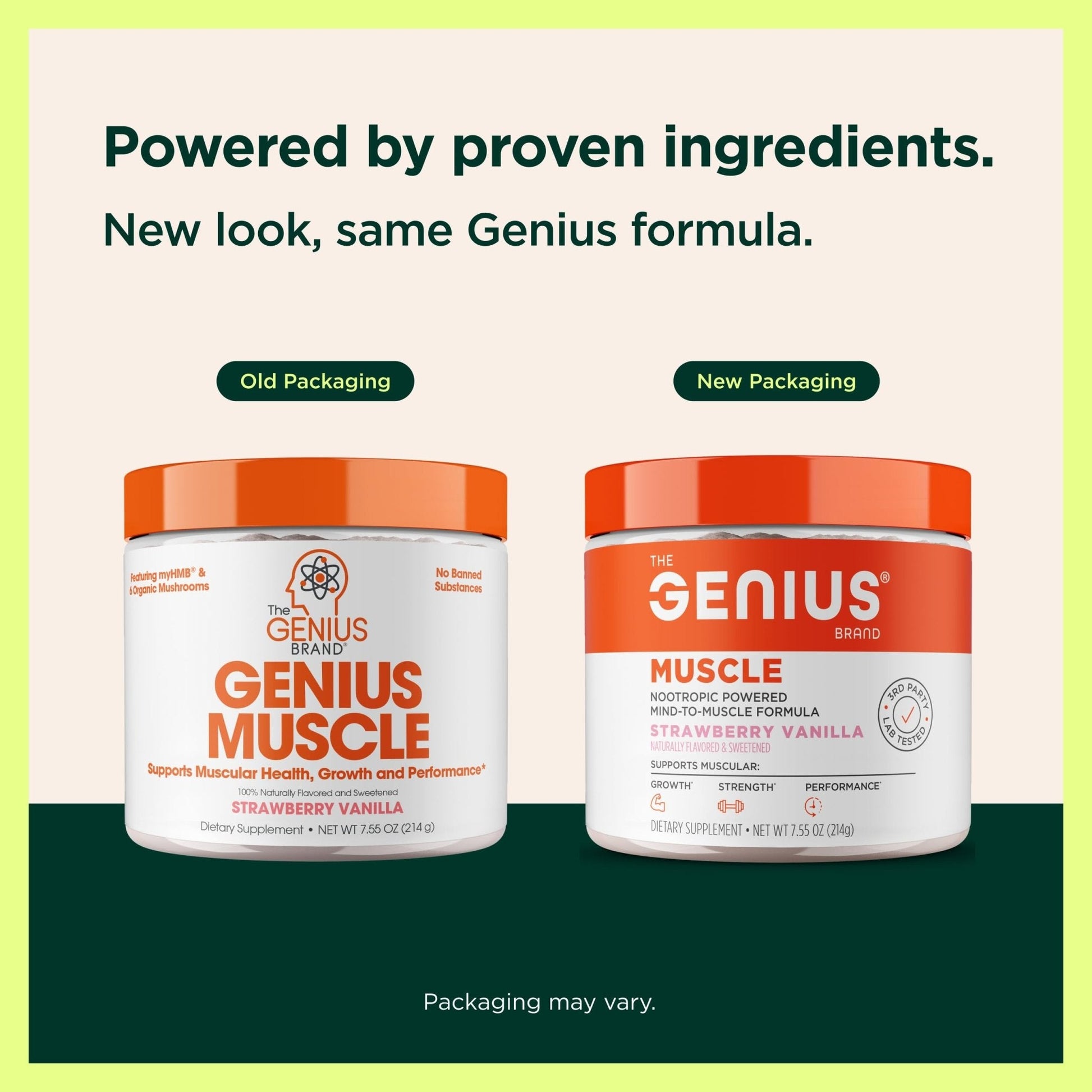 The Genius Brand Genius Muscle - Muscle Health Supplement for Growth, Endurance & Recovery - Non-Hormonal Formula - 6 Organic Mushrooms - Naturally-Sweetened - 30 Servings - Strawberry Vanilla - Maple Wellness Supplements