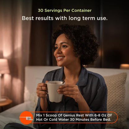 The Genius Brand Genius Rest Nootropic – Melatonin-Free Sleep Support Supplement for Calm & Relaxation – Lemon Tea – 30 Servings - Maple Wellness Supplements