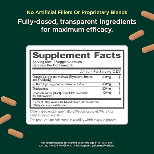 The Genius Brand Rise + Shine Nootropic – Cordyceps & Rhodiola Rosea – Caffeine-Free Energy & Mood Support – Focus, Clarity & Emotional Balance – 30 Servings - Maple Wellness Supplements