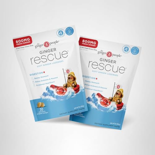 The Ginger People Ginger Rescue Digestive Wellness Lozenges (Soft) | Extra Strength - 800mg | Nausea, Upset Stomach, Motion Sickness - Maple Wellness Supplements