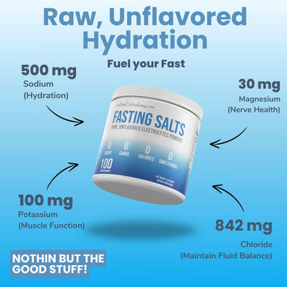 The Good Intentions Club Fasting Electrolytes - Unflavored Electrolyte Powder - 100 Servings - Fasting Salts - Fasting Supplement - Electrolytes for Fasting - Maple Wellness Supplements
