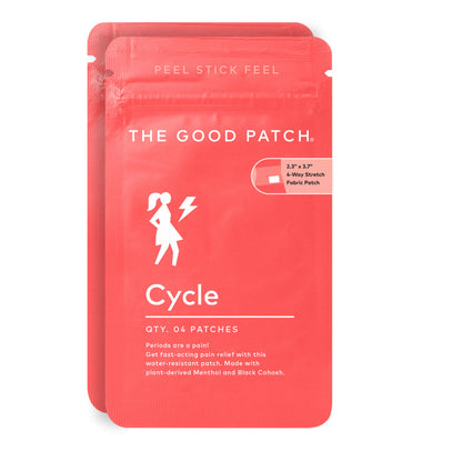 The Good Patch Cycle Period Pain Patch for Cramps, Natural Patch with Menthol, Black Cohosh, Plant Powered Wearable Wellness, Large Sized (8 Total Patches) - Maple Wellness Supplements