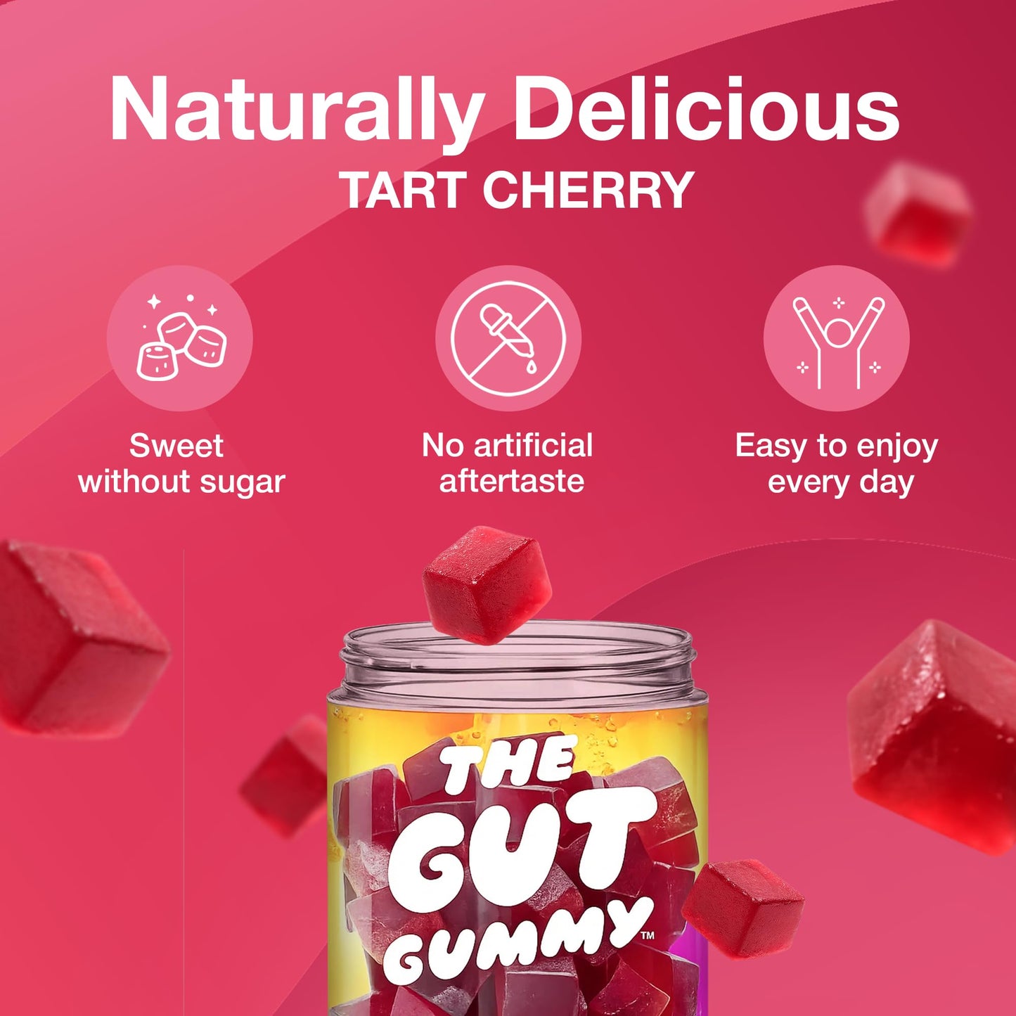The Gut Gummy, 360° Daily Gut Reset, Full-Spectrum Tribiotic for Women & Men, Prebiotics Probiotics Postbiotics for Bloating, Belly Fat, Skin & Immune Support, Sugar Free Tart Cherry Gummies, 60 Count - Maple Wellness Supplements