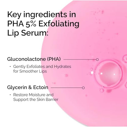 The Ordinary PHA 5% Exfoliating Lip Serum, Hydrating Overnight Lip Exfoliator Treatment, 0.5 Fl Oz - Maple Wellness Supplements