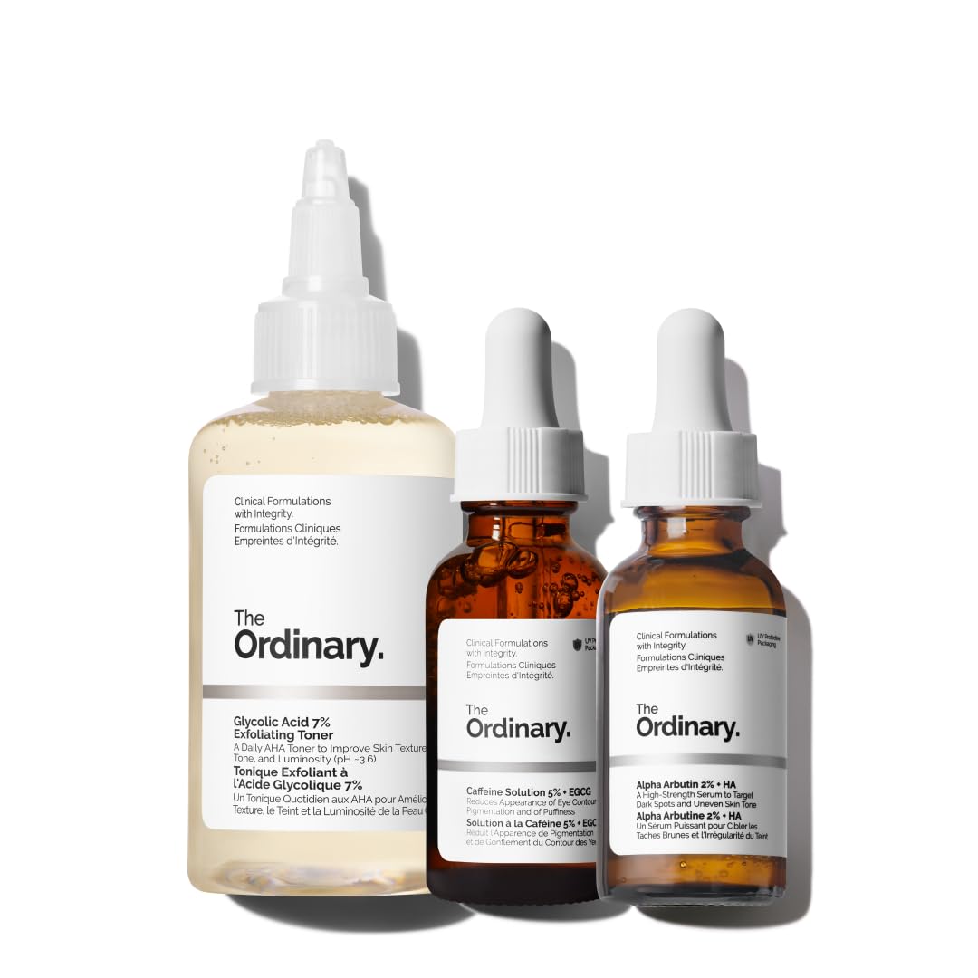The Ordinary The Bright Set, 3-Step Regimen for Radiant, Even Skin Tone with Glycolic Acid 7% Exfoliating Toner - Maple Wellness Supplements