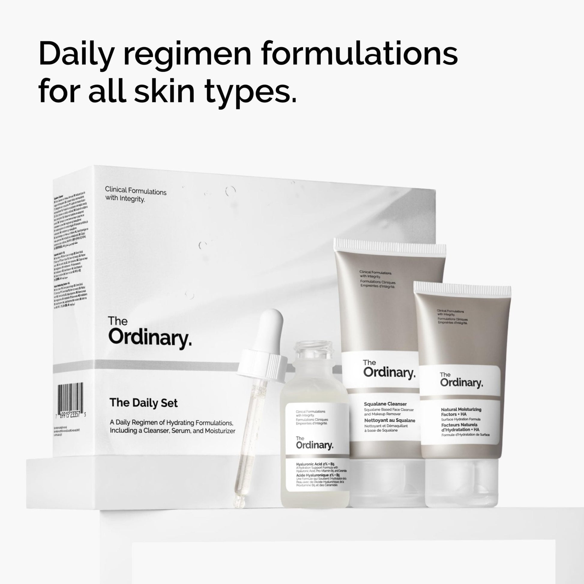 The Ordinary The Daily Set, Daily Skincare Routine with Squalane Cleanser, Hyaluronic Acid 2% + B5, and Natural Moisturizing Factors + HA | Skin Care Set - Maple Wellness Supplements