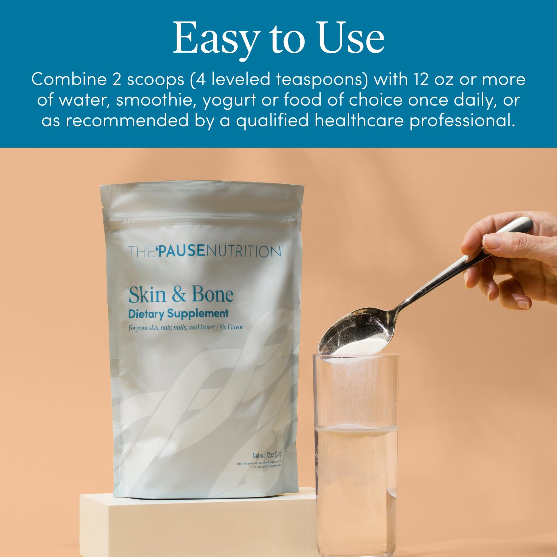 The 'Pause Life Skin & Bone, Verisol & Fortibone Collagen Peptides, Powder Formula with Hyaluronic Acid and Vitamin C, Gluten Free Supplement, Skin, Nails & Hair Support, Unflavored, Easy to Mix 12 OZ - Maple Wellness Supplements