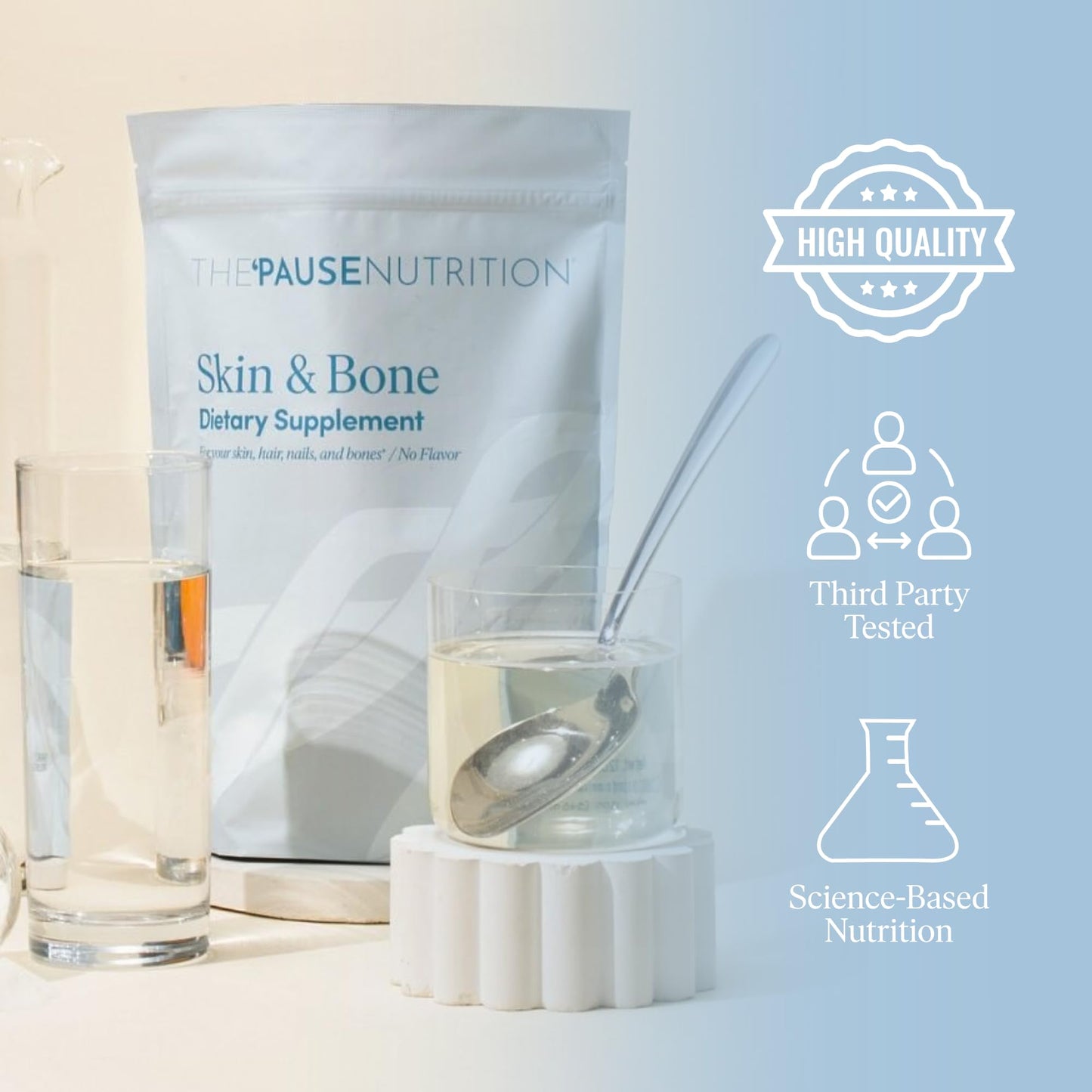 The 'Pause Life Skin & Bone, Verisol & Fortibone Collagen Peptides, Powder Formula with Hyaluronic Acid and Vitamin C, Gluten Free Supplement, Skin, Nails & Hair Support, Unflavored, Easy to Mix 12 OZ - Maple Wellness Supplements