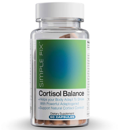 The Simple Fix Cortisol Balance Supplement – Supports Stress, Focus & Daily Energy – with Ashwagandha, Rhodiola Rosea, L-Theanine, Magnesium, Zinc & B6 – Adaptogen Formula – Vegan Capsules - Maple Wellness Supplements