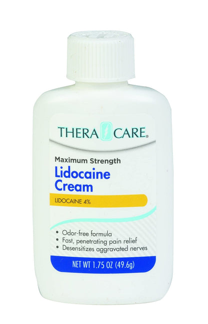 Thera|Care Maximum Strength OTC Lidocaine Cream | Numbs Away Pain | Long-Lasting Relief | Non-Greasy | 1.75 Oz - Maple Wellness Supplements