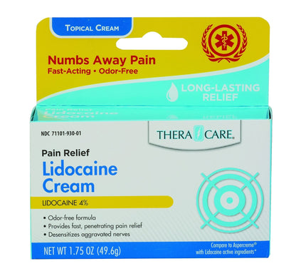 Thera|Care Maximum Strength OTC Lidocaine Cream | Numbs Away Pain | Long-Lasting Relief | Non-Greasy | 1.75 Oz - Maple Wellness Supplements