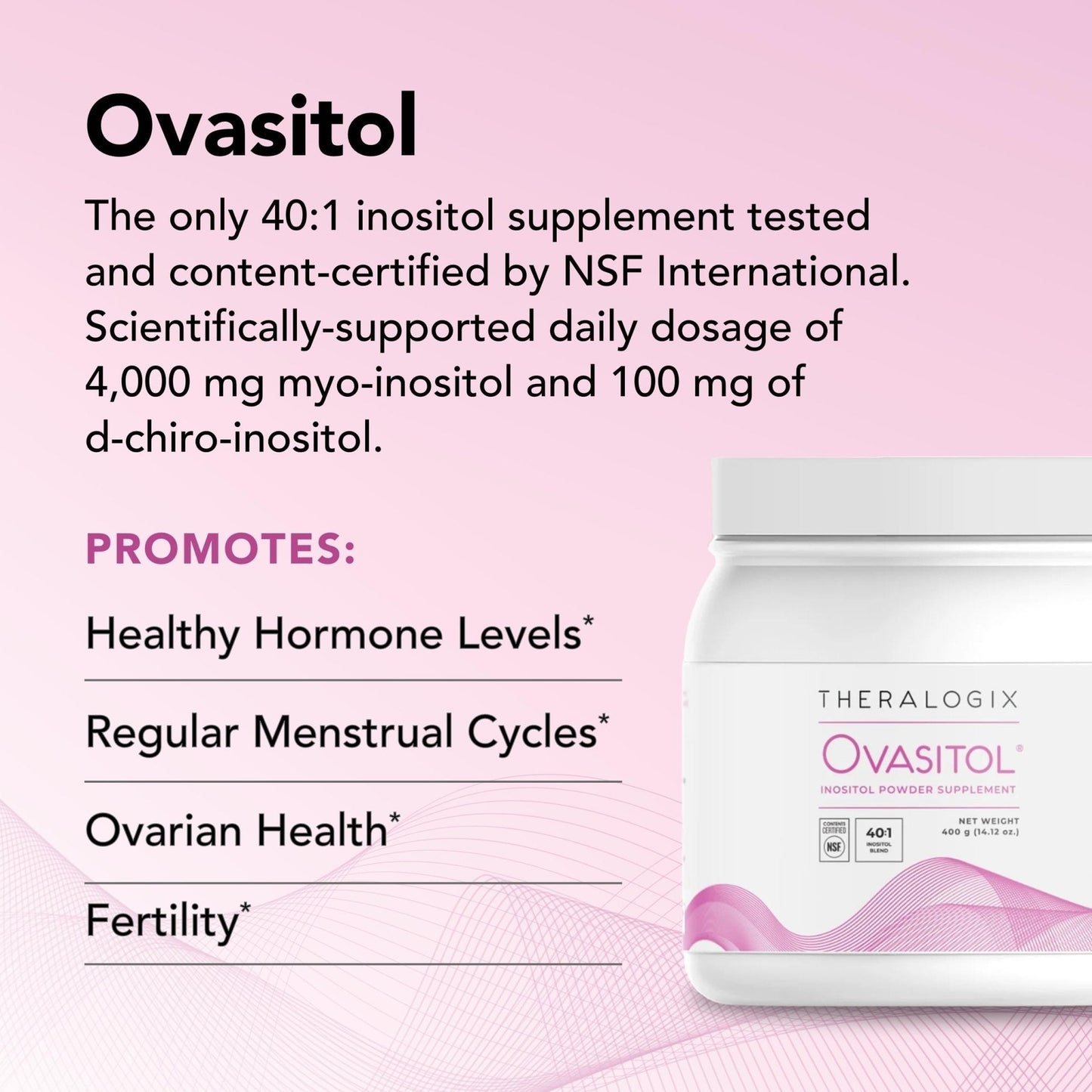 Theralogix Ovasitol Inositol Powder - 180 Servings - Myo-Inositol & D-Chiro Inositol - Maple Wellness Supplements