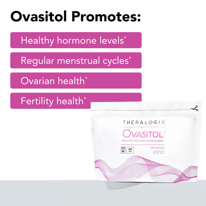 Theralogix Ovasitol Inositol Powder Packets - 90-Day Supply - Myo-Inositol & D-Chiro Inositol for Hormone Balance & Ovarian Function Support - Maple Wellness Supplements