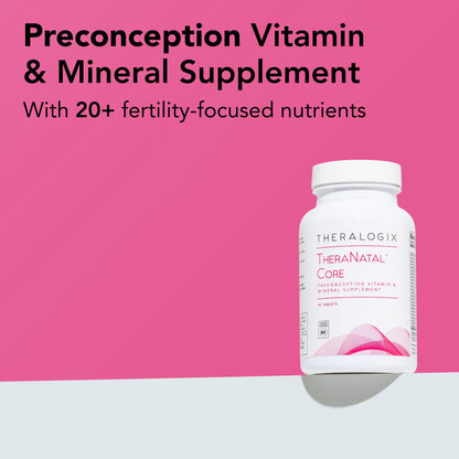 Theralogix TheraNatal Core Preconception Vitamin Supplement - 90-Day Supply - Prenatal Vitamins & Fertility Supplement for Women with Folate, Vitamin D3 - Maple Wellness Supplements