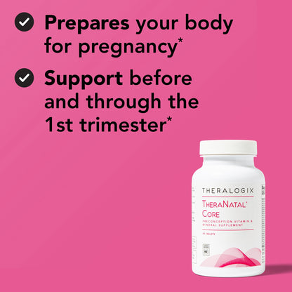 Theralogix TheraNatal Core Preconception Vitamin Supplement - 90-Day Supply - Prenatal Vitamins & Fertility Supplement for Women with Folate, Vitamin D3 - Maple Wellness Supplements