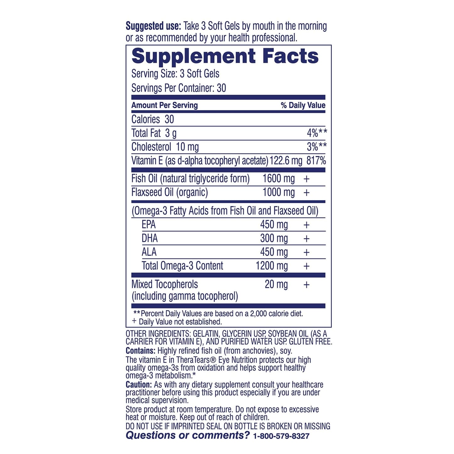 TheraTears Omega 3 Supplement, 1200mg, 90 ct (Pack of 1) - Maple Wellness Supplements