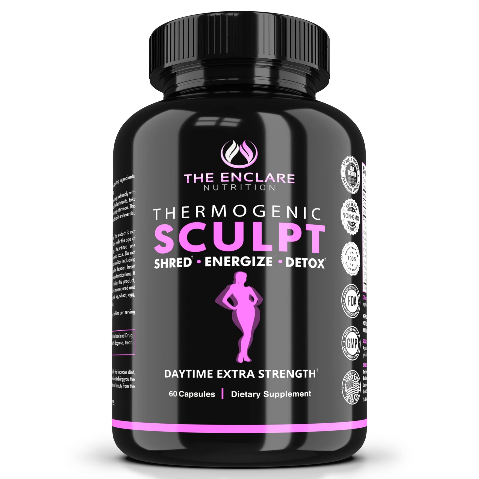 Thermogenic Appetite Suppressant, Supplement for Women & Men, Metabolism, Energy, Focus, Brain, Caffeine Pills with Chromium, Green Tea Extract, L Theanine, Sculpt 60 Capsules - Maple Wellness Supplements