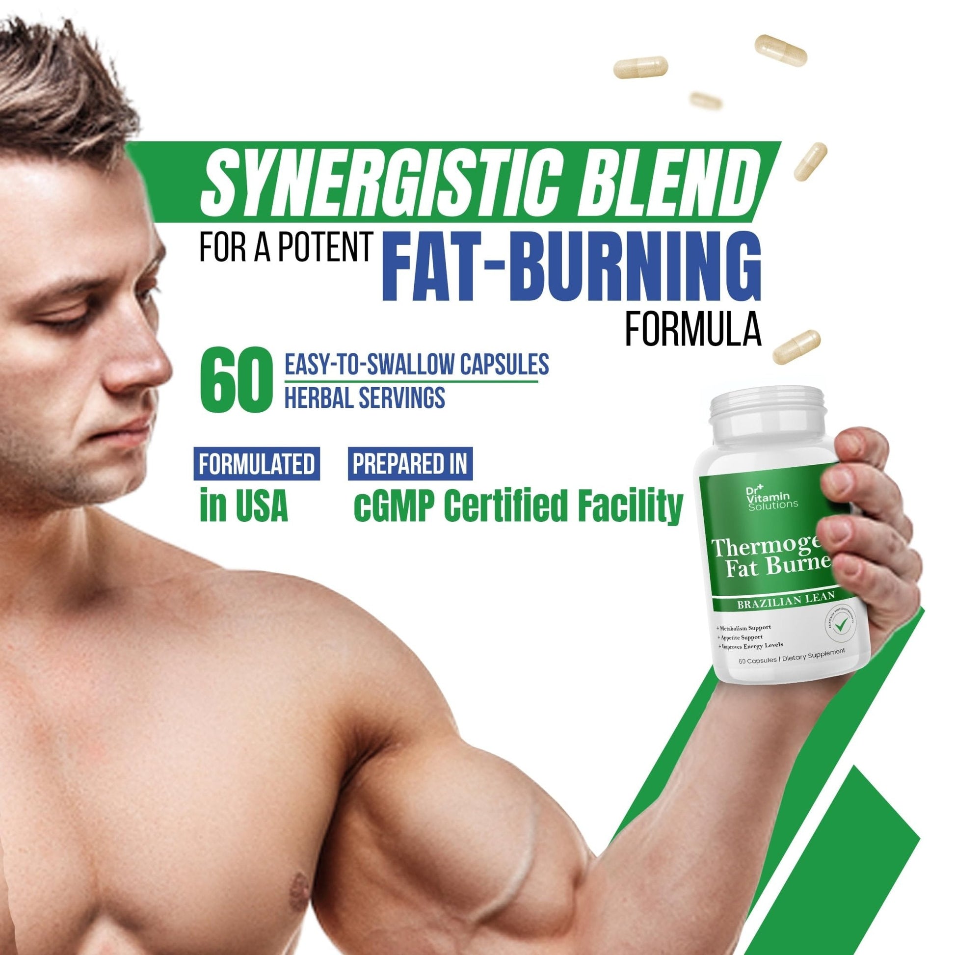 Thermogenic Fat Burner Brazilian Lean, Pills for Women, Waist Trimmer & Supplements for Bloating for Women & Men, 60 Capsules - Maple Wellness Supplements