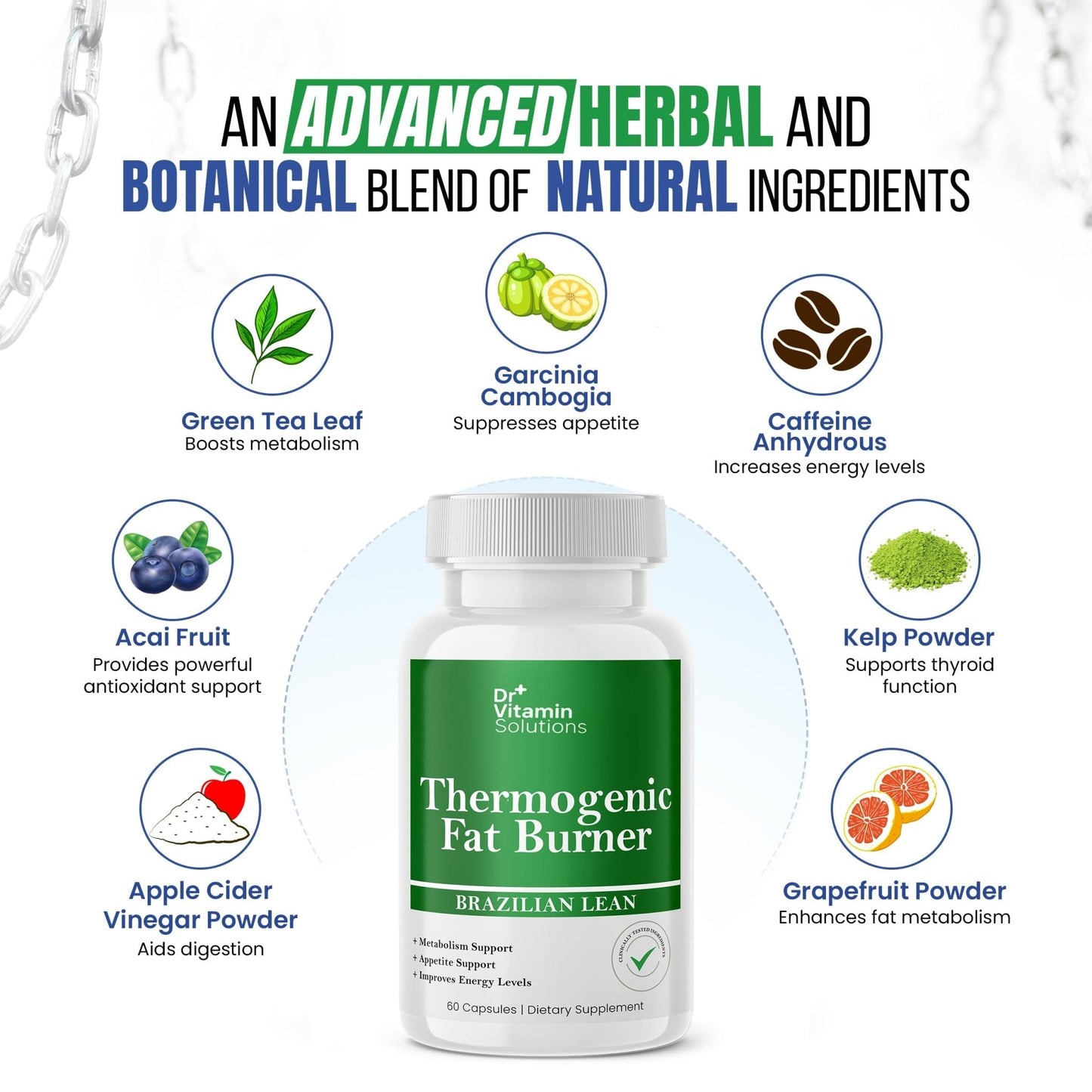 Thermogenic Fat Burner Brazilian Lean, Pills for Women, Waist Trimmer & Supplements for Bloating for Women & Men, 60 Capsules - Maple Wellness Supplements