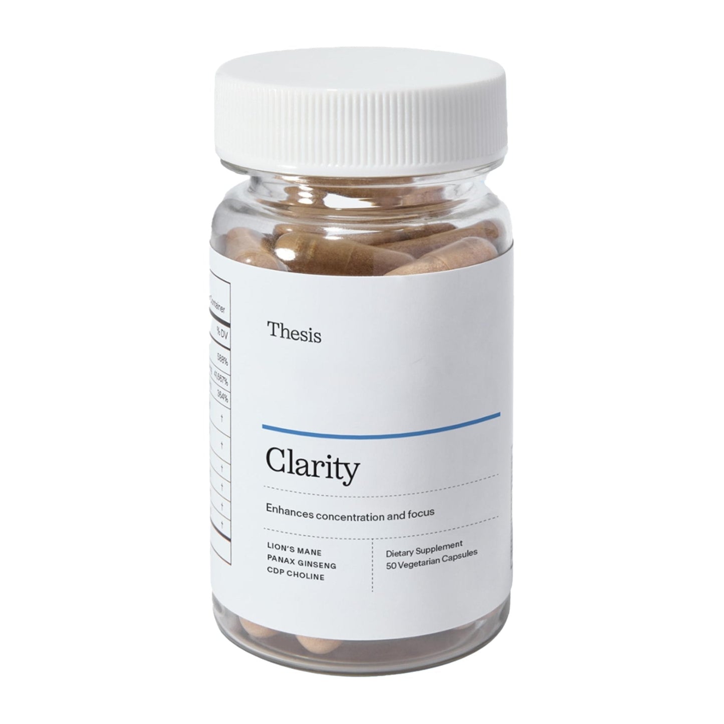 Thesis Clarity Nootropic Supplement for Men & Women with Lions Mane, CDP Choline, Panax Ginseng, Vitamin B6 & Caffeine, Cognitive Support Capsules, Vegan, Non GMO, 25 Servings - Maple Wellness Supplements
