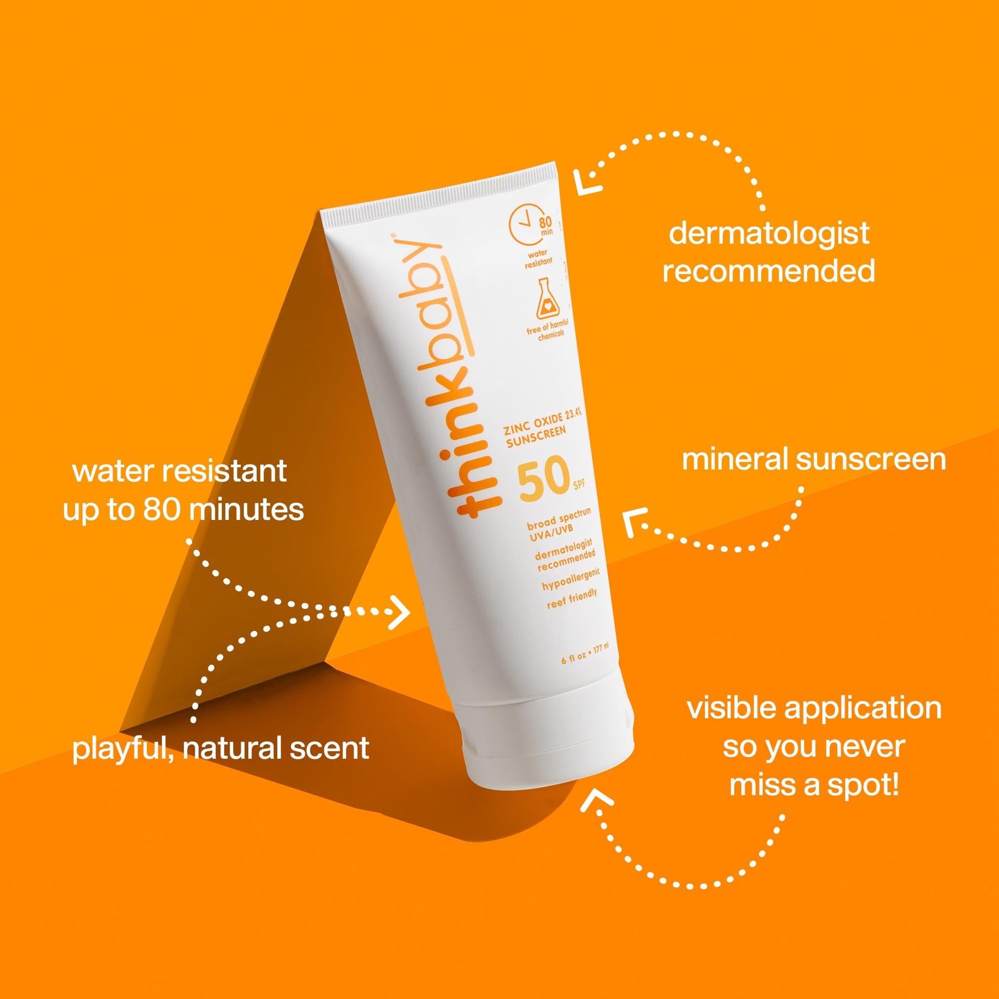 Thinkbaby SPF 50+ Baby Sunscreen, 6 Oz. – Safe, Natural Mineral Sun Cream for Babies - Maple Wellness Supplements