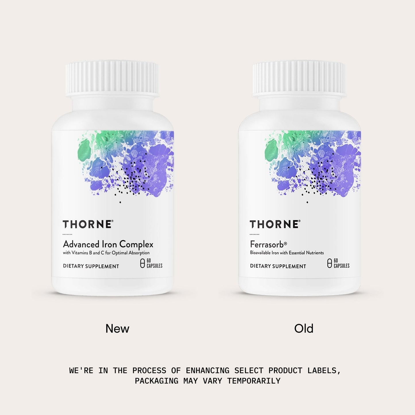 THORNE - Advanced Iron Complex (Formerly Ferrasorb) - Complete Blood Support Formula* - Elemental Iron, Folate, B and C Vitamins for Optimal Absorption - Gluten, Dairy & Soy-Free - 60 Servings - Maple Wellness Supplements