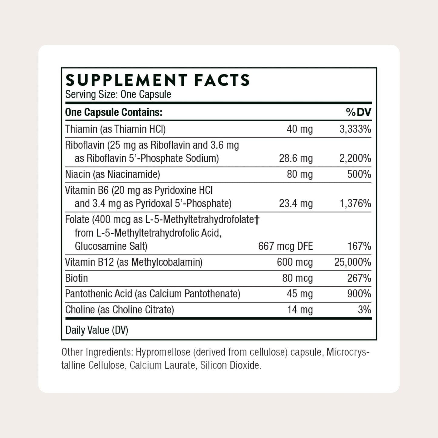 THORNE - B-Complex 12 - Vitamin B Complex with Choline Supplement - Supports Cellular Energy Production & a Healthy Nervous System* - Third-Party Certified - Maple Wellness Supplements