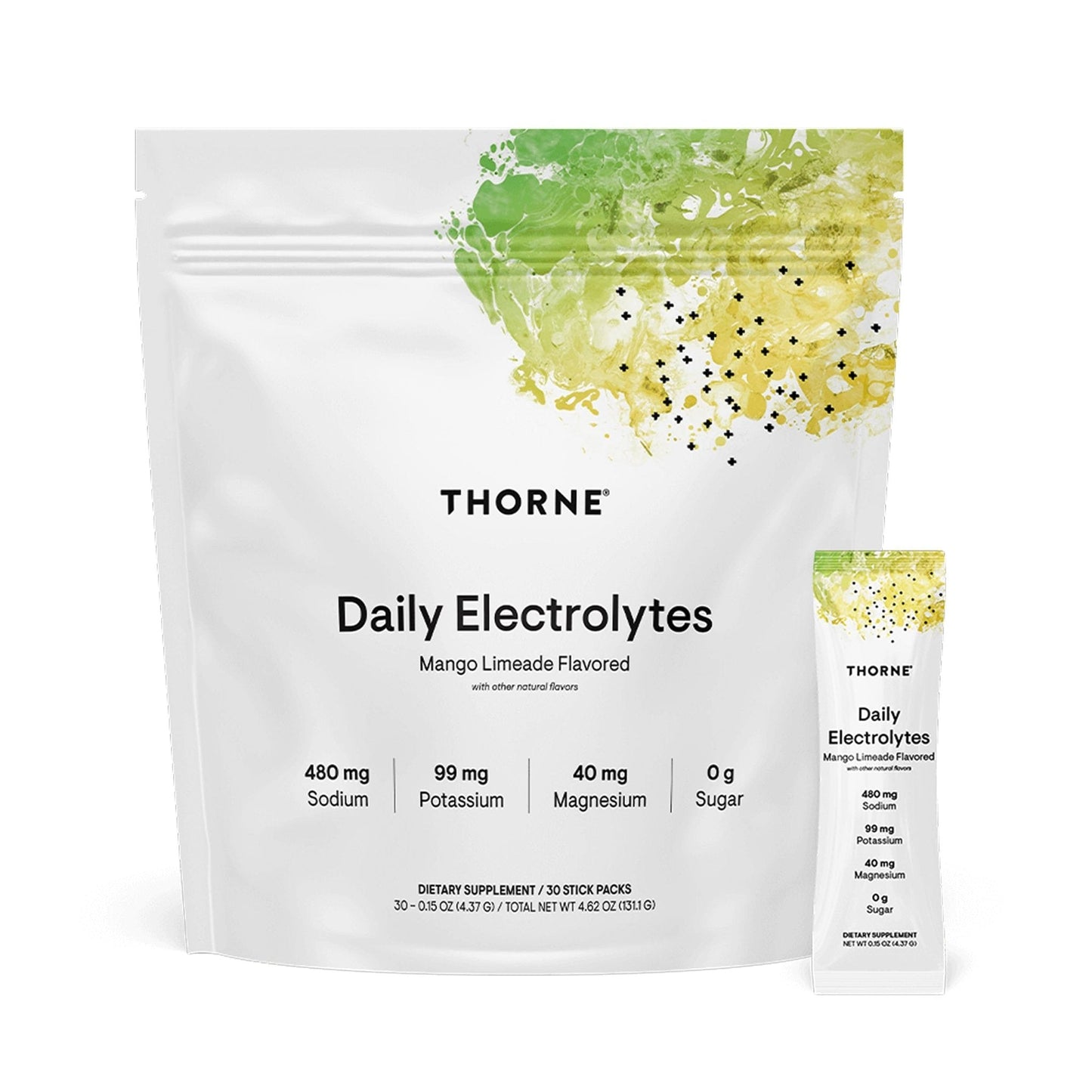 THORNE - Daily Electrolytes - Zero Sugar & Low-Calorie Electrolyte Powder Drink Mix - Flavors Derived from Natural Sources - NSF Certified for Sport - Mango Limeade - 30 Stick Packs - Maple Wellness Supplements