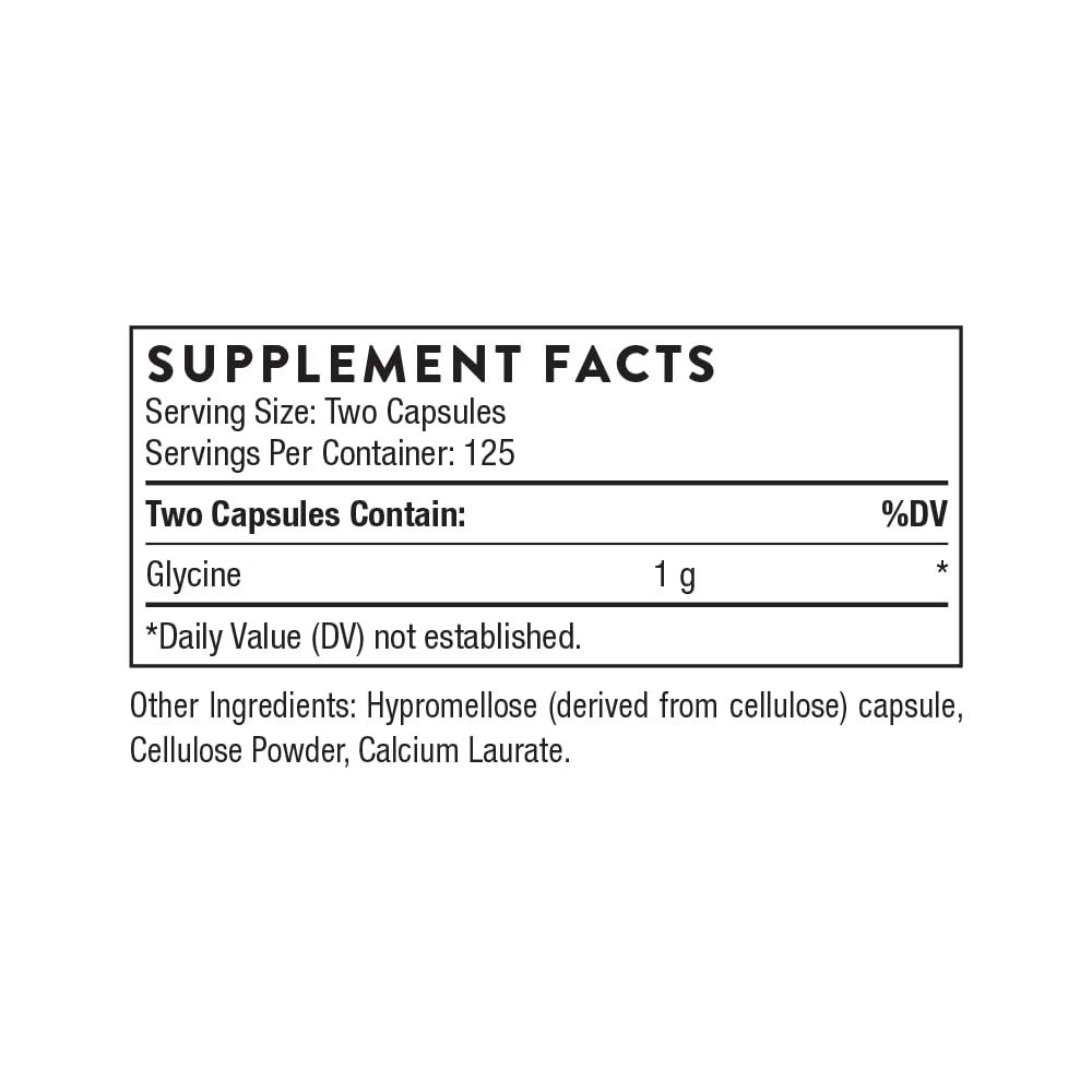 THORNE - Glycine - Amino Acid Support for Relaxation, Detoxification, and Muscle Function* - 250 Capsules - Maple Wellness Supplements