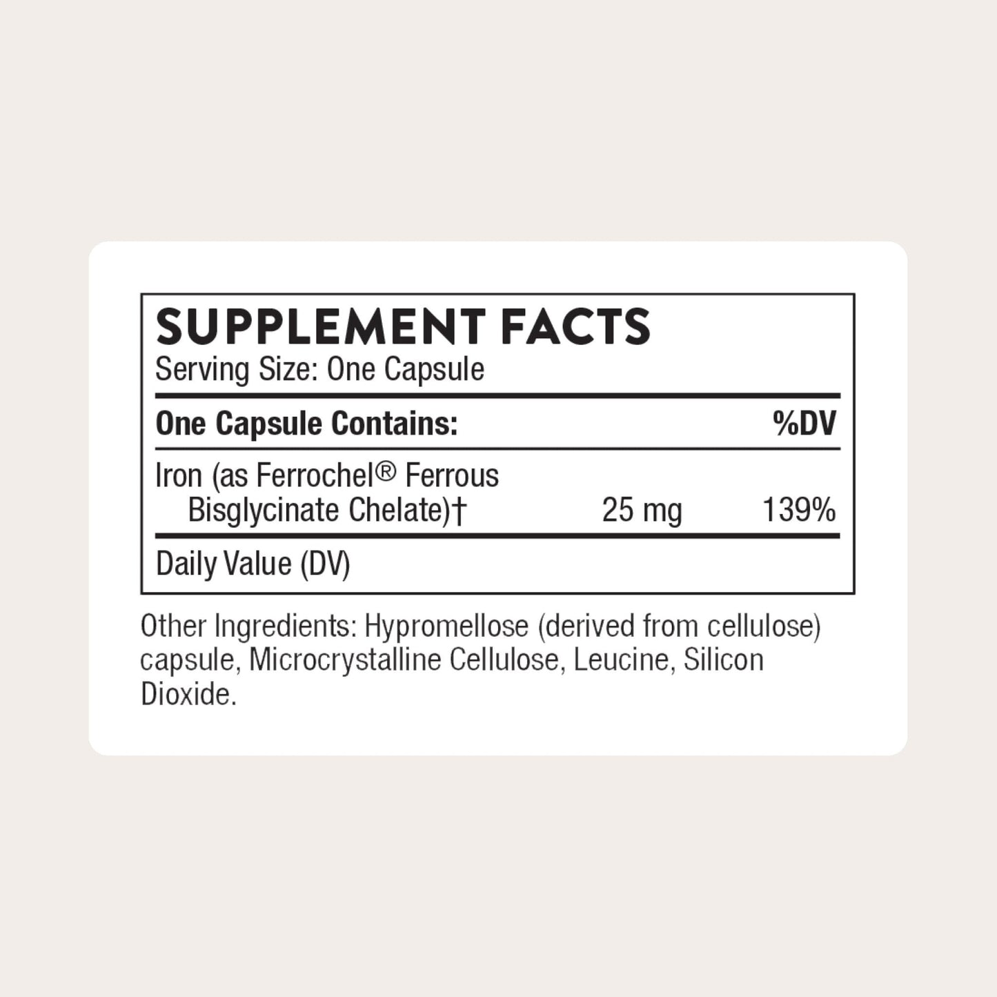 THORNE - Iron Bisglycinate - 25 mg Iron Supplement for Enhanced Absorption Without Gastrointestinal Side Effects - Maple Wellness Supplements