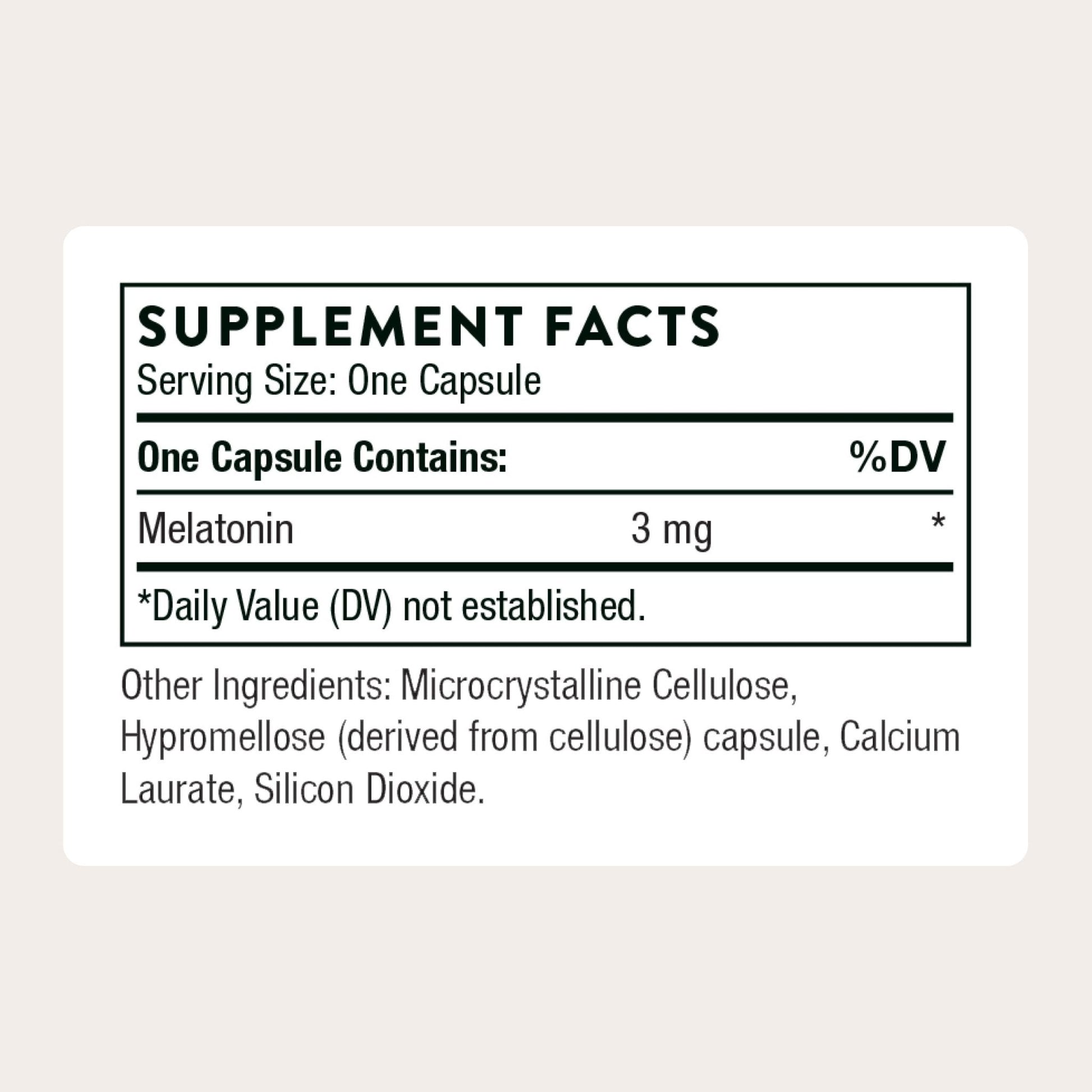 THORNE - Melaton-3 - 3mg Melatonin Supplement - Supports Normal Circadian Rhythms, Restful Sleep & Relaxation* - NSF Certified for Sport - 60 Capsules - Maple Wellness Supplements