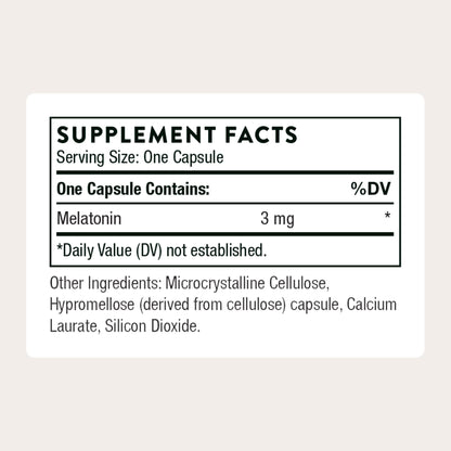 THORNE - Melaton-3 - 3mg Melatonin Supplement - Supports Normal Circadian Rhythms, Restful Sleep & Relaxation* - NSF Certified for Sport - 60 Capsules - Maple Wellness Supplements