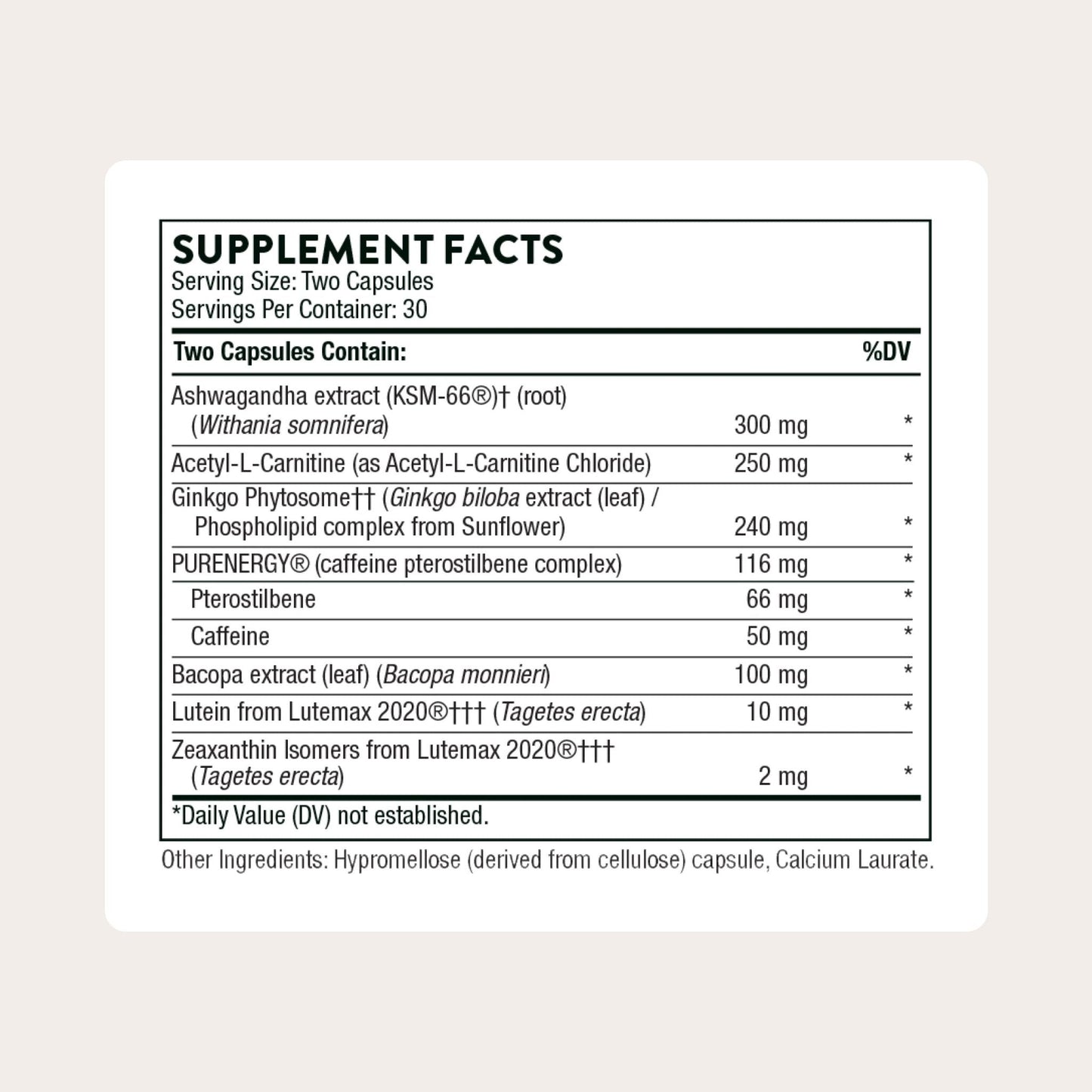 THORNE - Memoractiv - Nootropic Brain Supplement for Focus, Creativity, and Concentration - Ashwagandha, Ginkgo, Lutemax, Bacopa, Pterostilbene - Gluten-Free, Dairy-Free* - 60 Capsules - 30 Servings - Maple Wellness Supplements