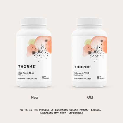THORNE - Red Yeast Rice (Formerly Choleast-900) - Supports Healthy Cholesterol Levels Already in a Normal Range, Heart Health & Blood Pressure* - Gluten-Free, Dairy-Free - 120 Capsules - Maple Wellness Supplements