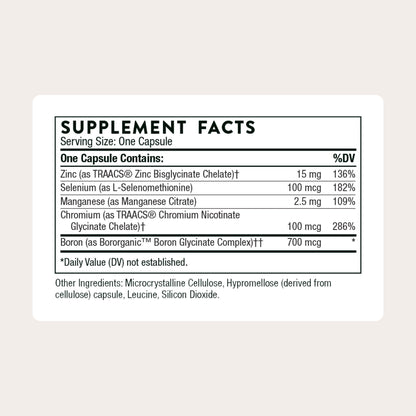 THORNE - Trace Minerals - Optimally Absorbed, Chelated Mineral Supplement with Zinc, Boron, Selenium, Chromium & Manganese - Third-Party Certified - Maple Wellness Supplements