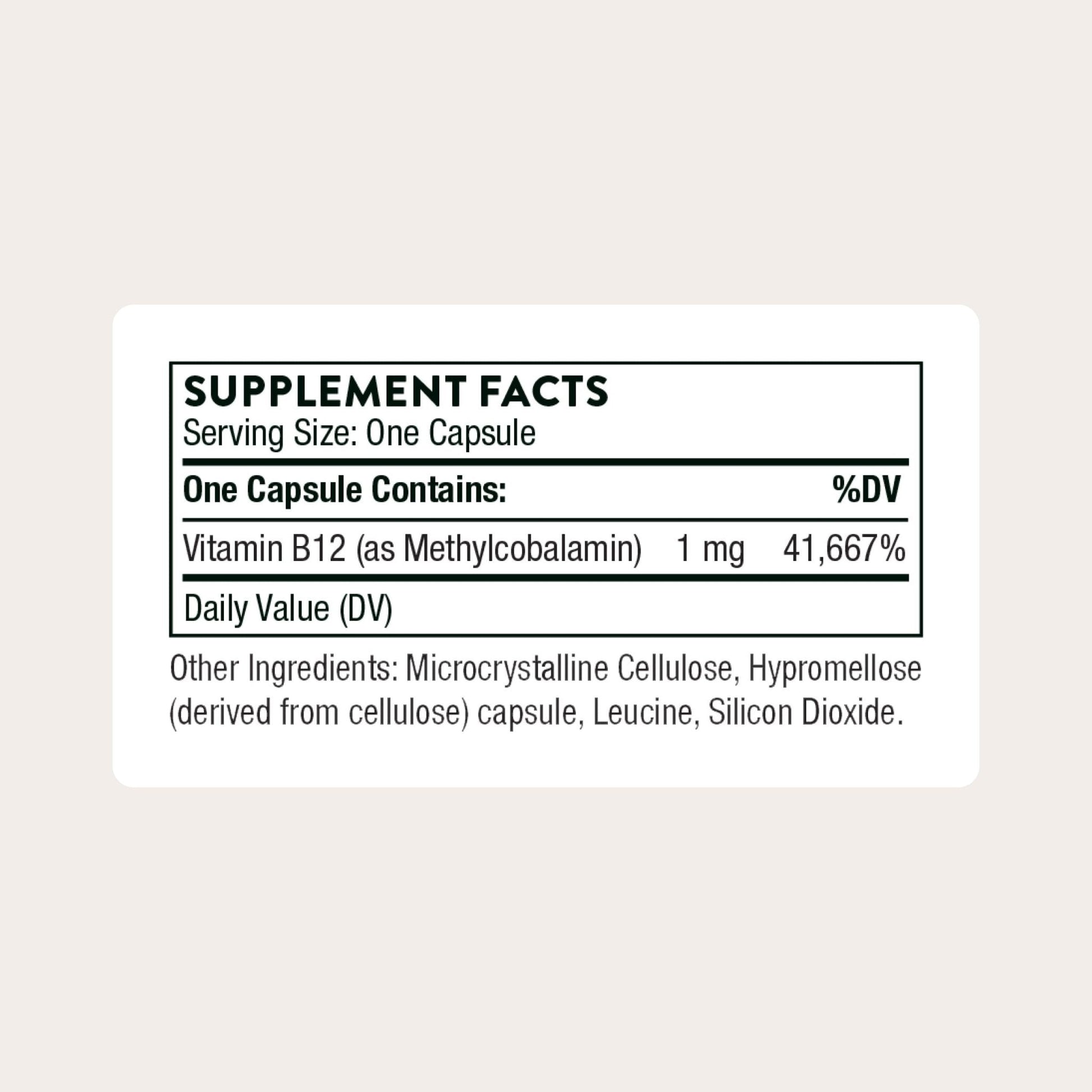 THORNE - Vitamin B12 - as Methylcobalamin - Supports Heart & Nerve Health, Blood Cell Function, Healthy Sleep & Methylation* - Gluten, Dairy & Soy-Free - 60 Servings - Maple Wellness Supplements