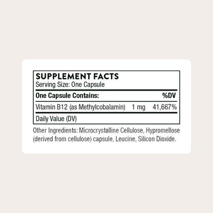 THORNE - Vitamin B12 - as Methylcobalamin - Supports Heart & Nerve Health, Blood Cell Function, Healthy Sleep & Methylation* - Gluten, Dairy & Soy-Free - 60 Servings - Maple Wellness Supplements