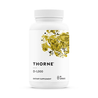 THORNE - Vitamin D3 Supplement - Supports Healthy Bones, Teeth, Muscles, Cardiovascular & Immune Function* - Gluten, Dairy & Soy-Free - 1,000 IU - 90 Servings - Maple Wellness Supplements