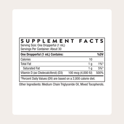 THORNE - Vitamin D3 with a Metered Dispenser - Liquid Vitamin D Vegan Supplement - Supports Healthy Bones, Teeth, Muscles, Cardiovascular & Immune Function* - 4,000 IU - 1 Fl Oz (30 mL) - 30 Servings - Maple Wellness Supplements