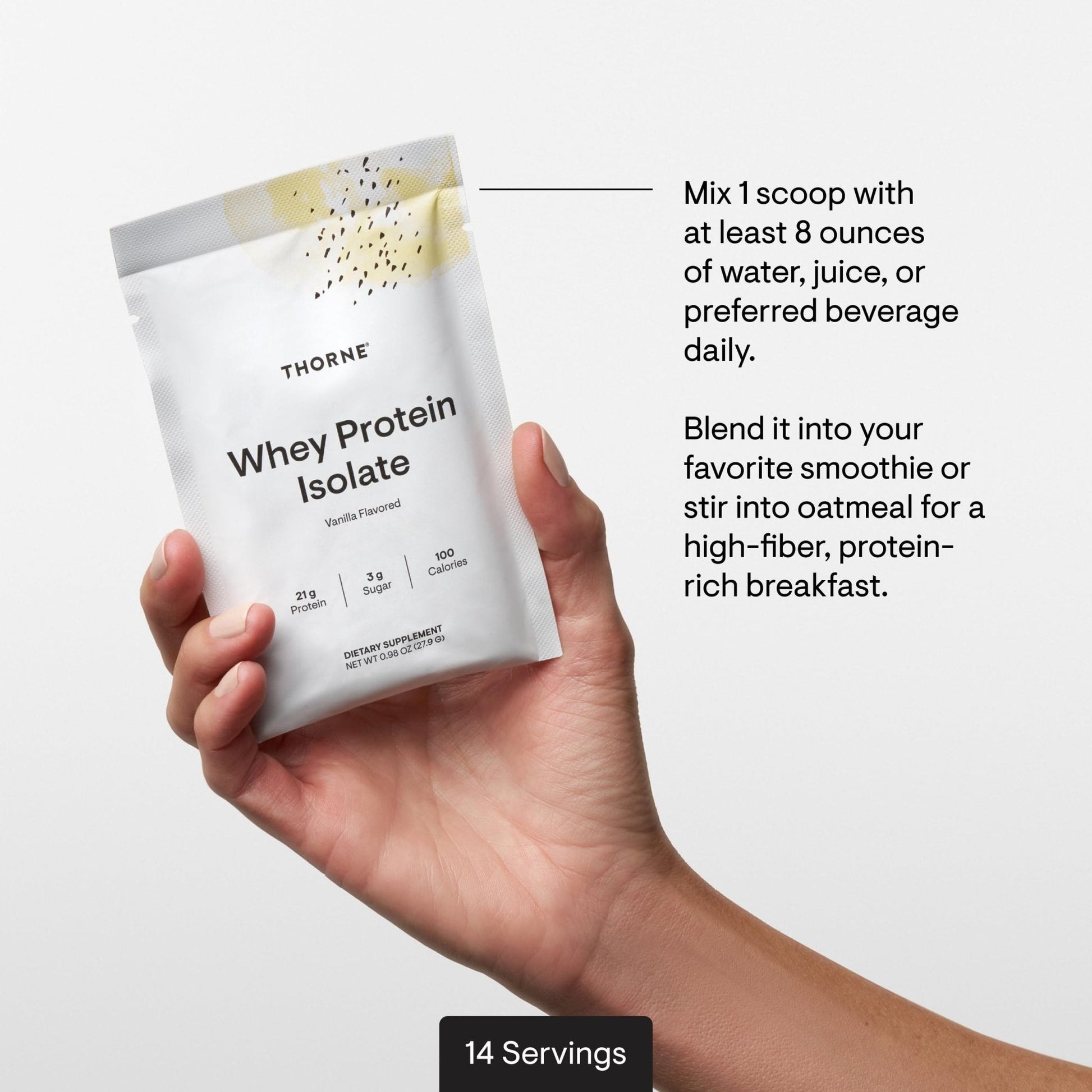 THORNE - Whey Protein Isolate - 21 Grams of Easy-to-Digest Whey Protein Powder - NSF Certified for Sport - Vanilla - 13.79 Ounces - 14 Packets - Maple Wellness Supplements