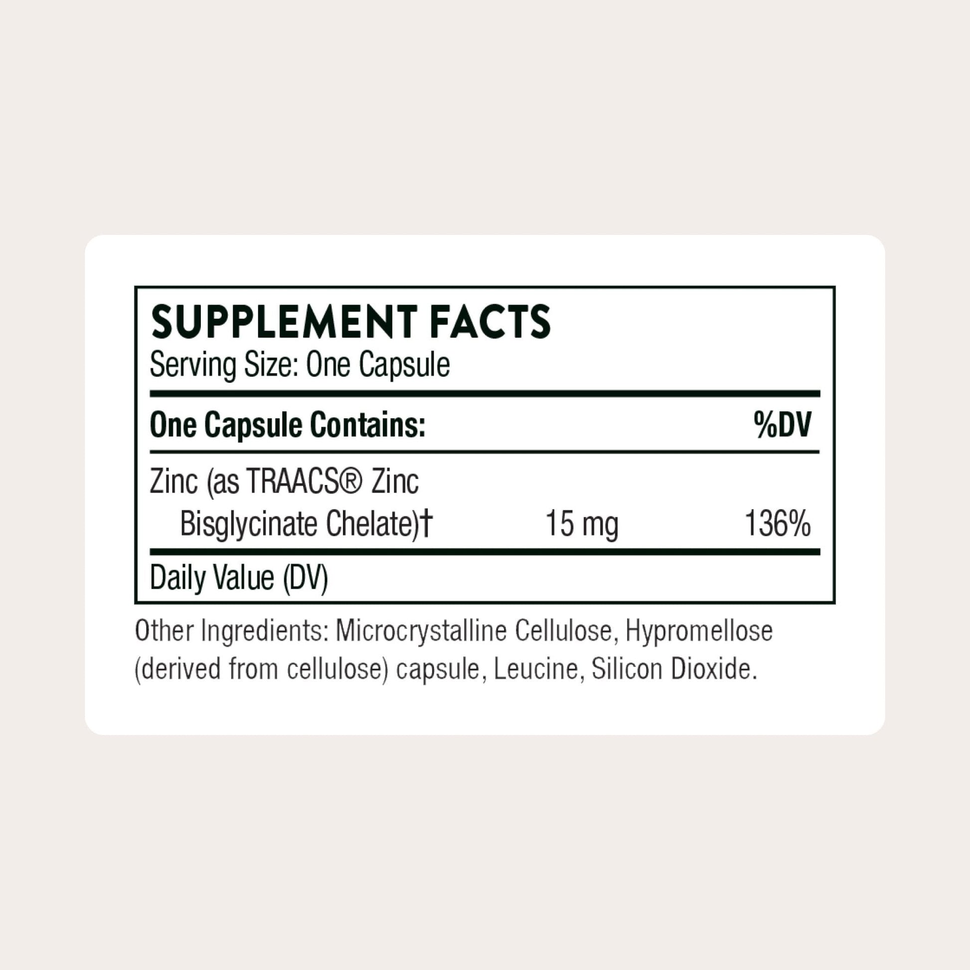 THORNE - Zinc Bisglycinate 15 mg - Highly Absorbable Zinc Supplement - Supports Immune System, Eye, Skin & Reproductive Health* - Third-Party Certified - Maple Wellness Supplements
